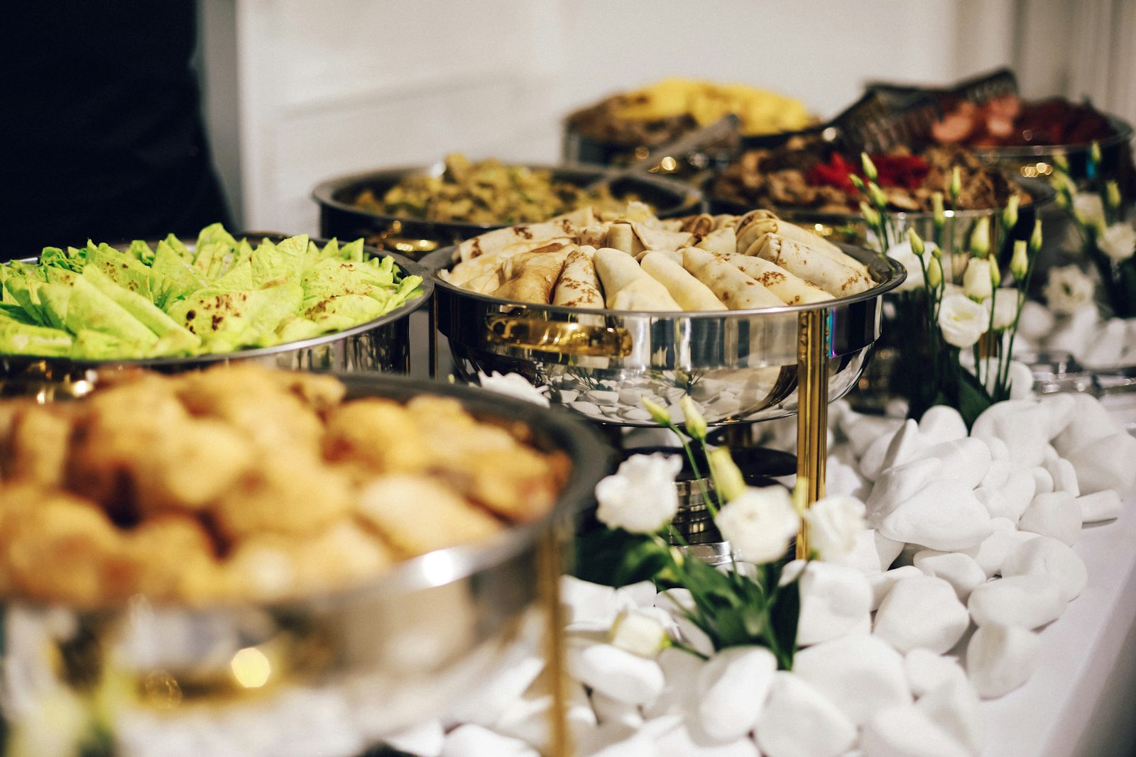 A buffet line